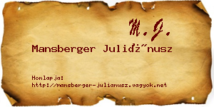 Mansberger Juliánusz névjegykártya